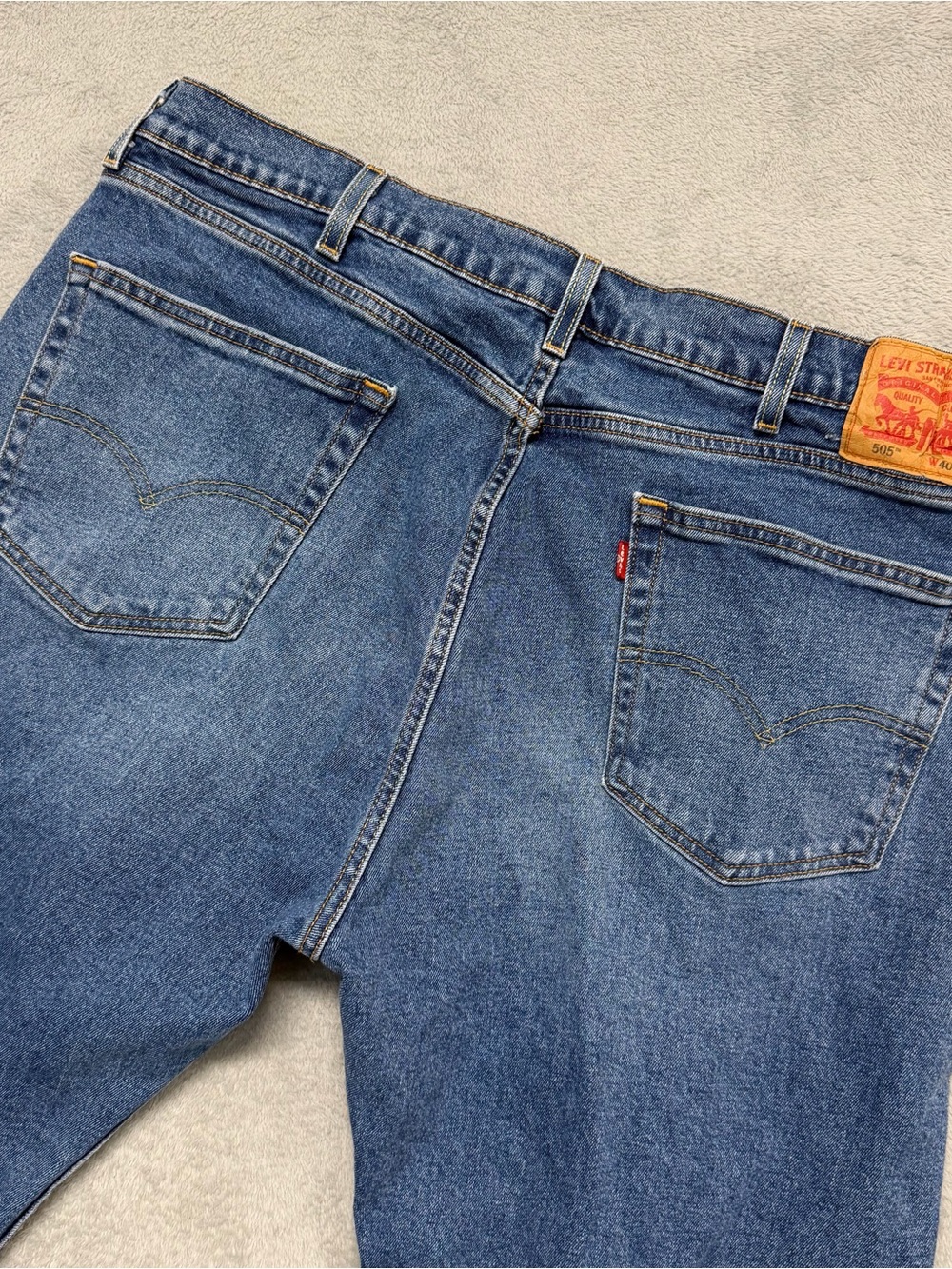 Levi's 505 Jeans Regular Fit Straight Leg Medium Wash Denim Stretch Mens 40x30